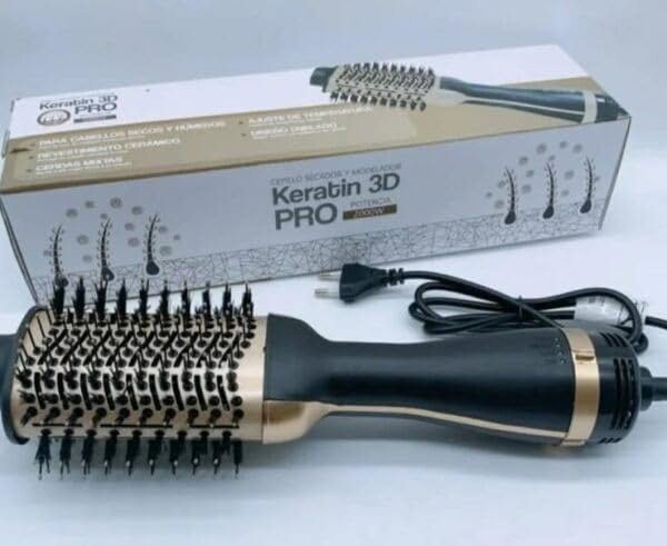 Keratin 3D Pro 2000W Hot Air Brush (With Free Heat Protector Spray)